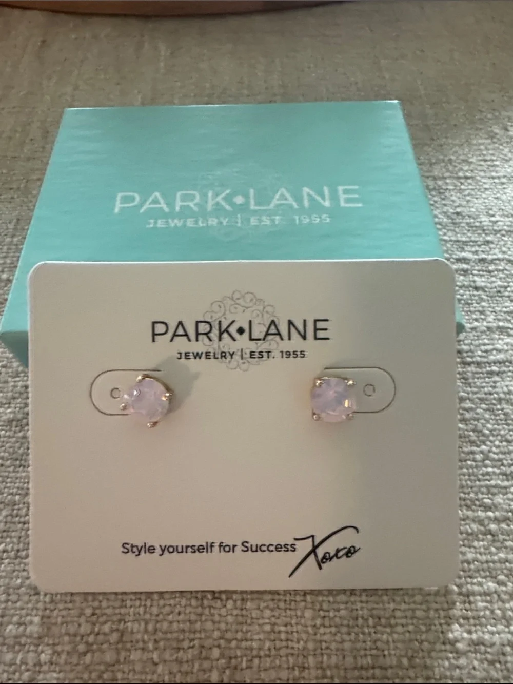 Park Lane Gold-Tone Pink Opal Stud Earrings. NIB